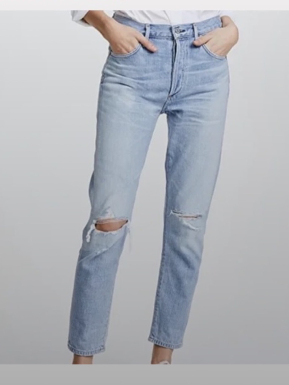 Citizens of Humanity Liya High Rise Classic Fit Crop Jean Distressed Button Fly